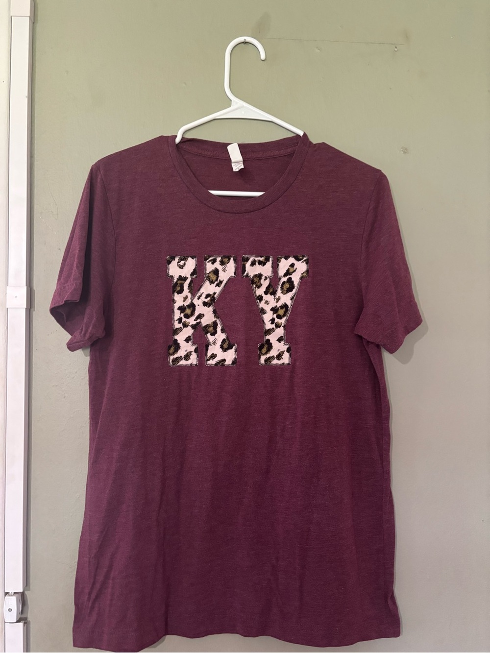Bella Canvas Maroon Kids Tee with Leopard KY Patch